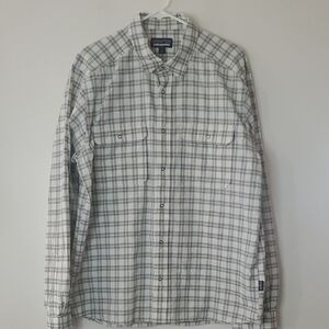 Patagonia Plaid Snap Closure Nylon Longsleeve Dress Shirt Size Large Textured